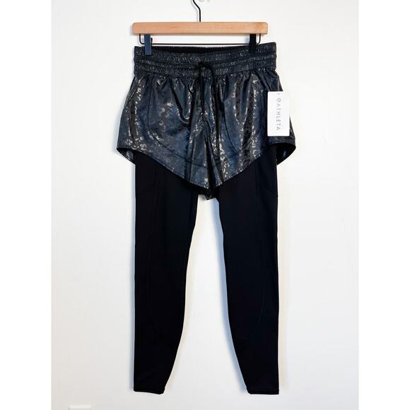 NWT Athleta Rainier 2 in 1 High Waist Tight Black Cheetah Print Small Tall - Picture 5 of 16